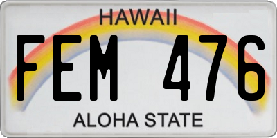 HI license plate FEM476