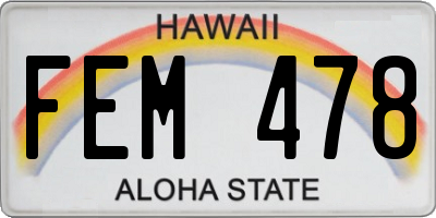 HI license plate FEM478