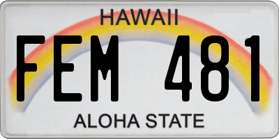 HI license plate FEM481