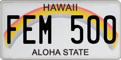 HI license plate FEM500