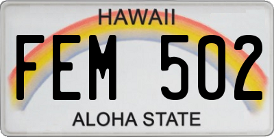 HI license plate FEM502