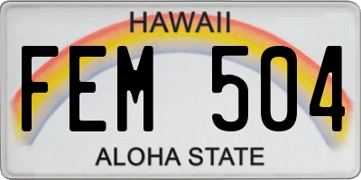HI license plate FEM504