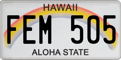 HI license plate FEM505