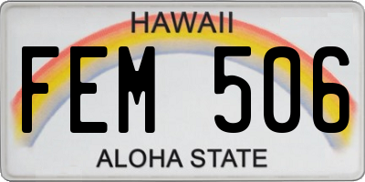 HI license plate FEM506