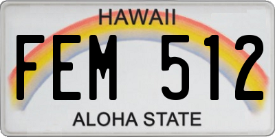 HI license plate FEM512
