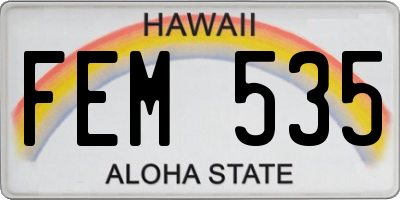 HI license plate FEM535