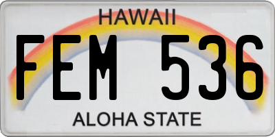 HI license plate FEM536