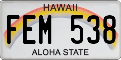 HI license plate FEM538