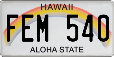 HI license plate FEM540