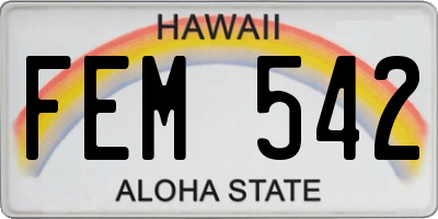 HI license plate FEM542