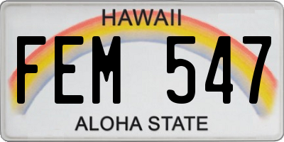 HI license plate FEM547