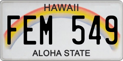 HI license plate FEM549