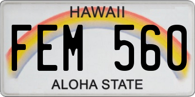 HI license plate FEM560