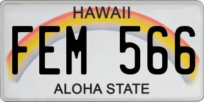 HI license plate FEM566