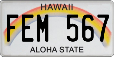 HI license plate FEM567