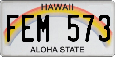 HI license plate FEM573