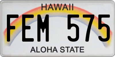 HI license plate FEM575