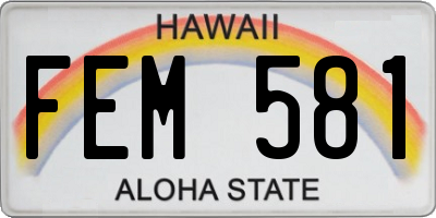 HI license plate FEM581