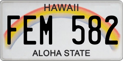 HI license plate FEM582