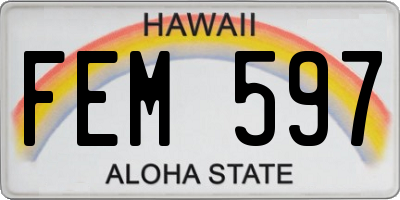 HI license plate FEM597