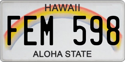 HI license plate FEM598