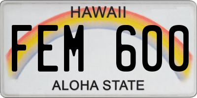 HI license plate FEM600