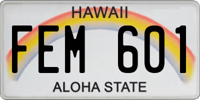 HI license plate FEM601