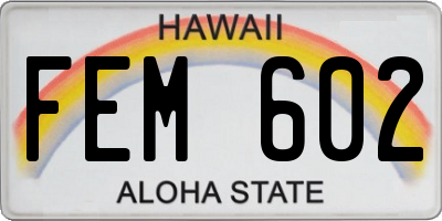HI license plate FEM602