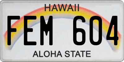 HI license plate FEM604