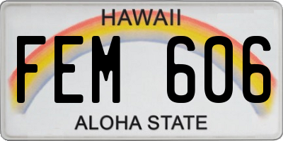 HI license plate FEM606