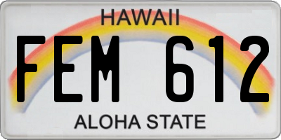 HI license plate FEM612