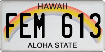 HI license plate FEM613
