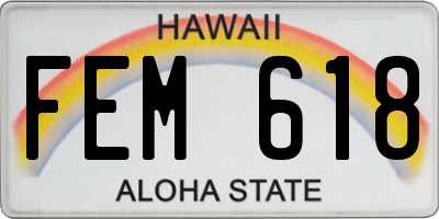 HI license plate FEM618