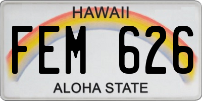 HI license plate FEM626