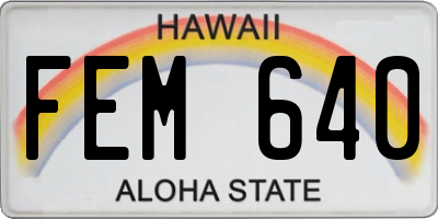 HI license plate FEM640