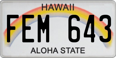 HI license plate FEM643