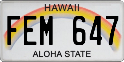 HI license plate FEM647