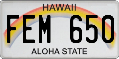 HI license plate FEM650