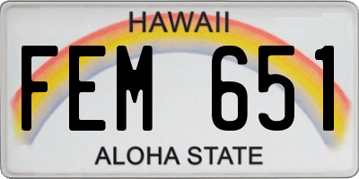 HI license plate FEM651