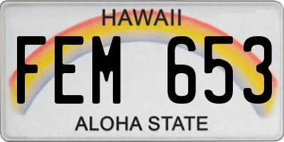HI license plate FEM653