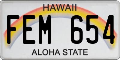 HI license plate FEM654