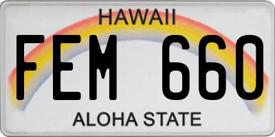 HI license plate FEM660