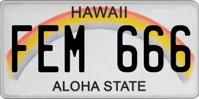 HI license plate FEM666