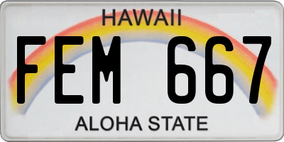 HI license plate FEM667