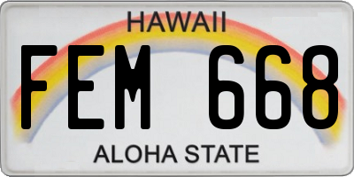 HI license plate FEM668