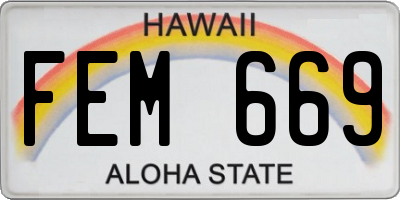 HI license plate FEM669