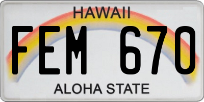 HI license plate FEM670