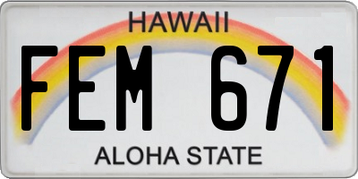 HI license plate FEM671