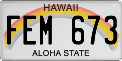 HI license plate FEM673