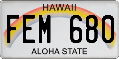 HI license plate FEM680